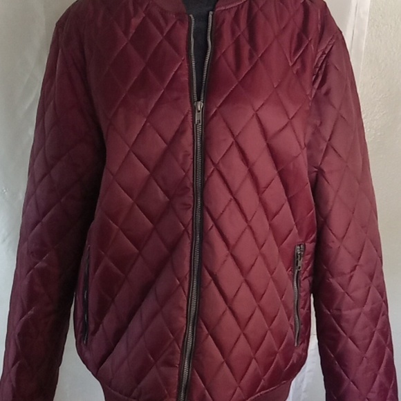Lon nyc maroon across the pond quilted jacket XL - Picture 2 of 8